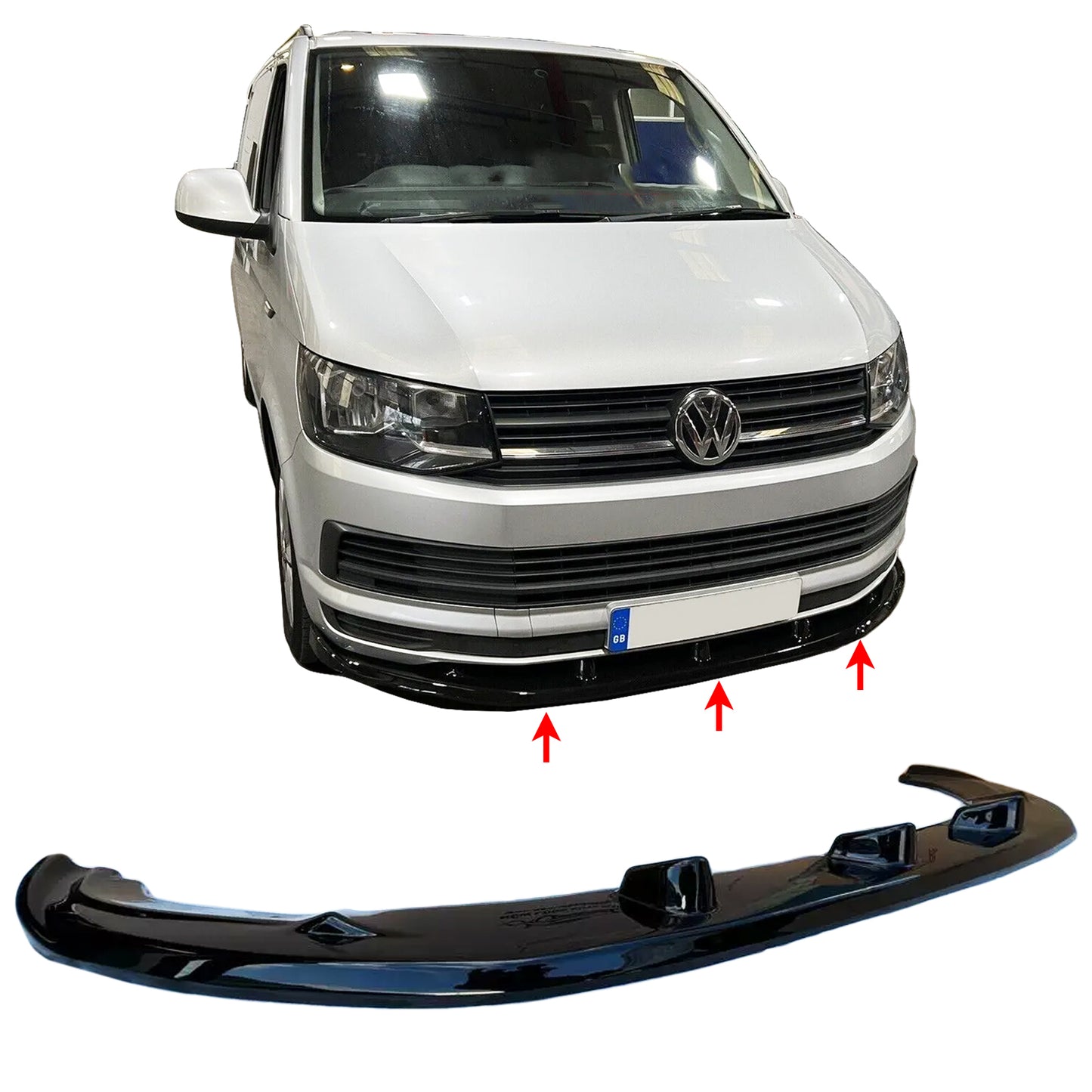 PinochUKka | Lower Front Gloss Black ABS Splitter Bumper Lip VW Transporter/Caravelle T6.1 2019-2021