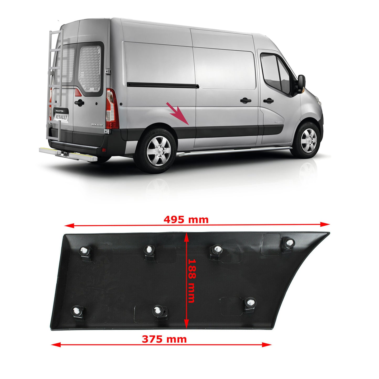 PinochUKka | Rear Right Driver Moulding Trim Fit Master Movano NV400