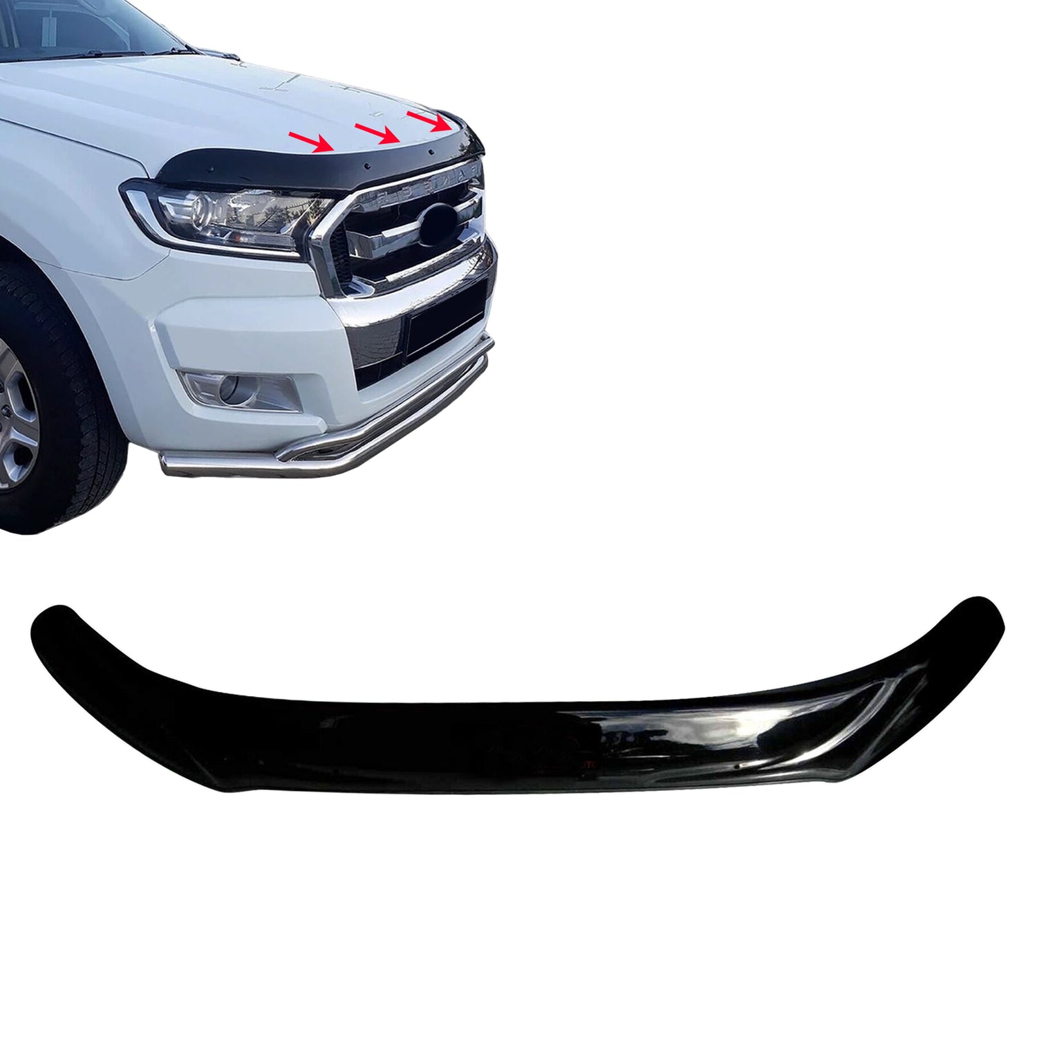 PinochUKka | Fits Ford Ranger Black Bonnet Stone Protector