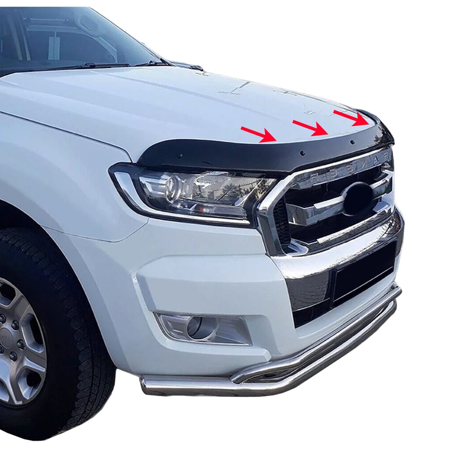 PinochUKka | Fits Ford Ranger Black Bonnet Bug Protector