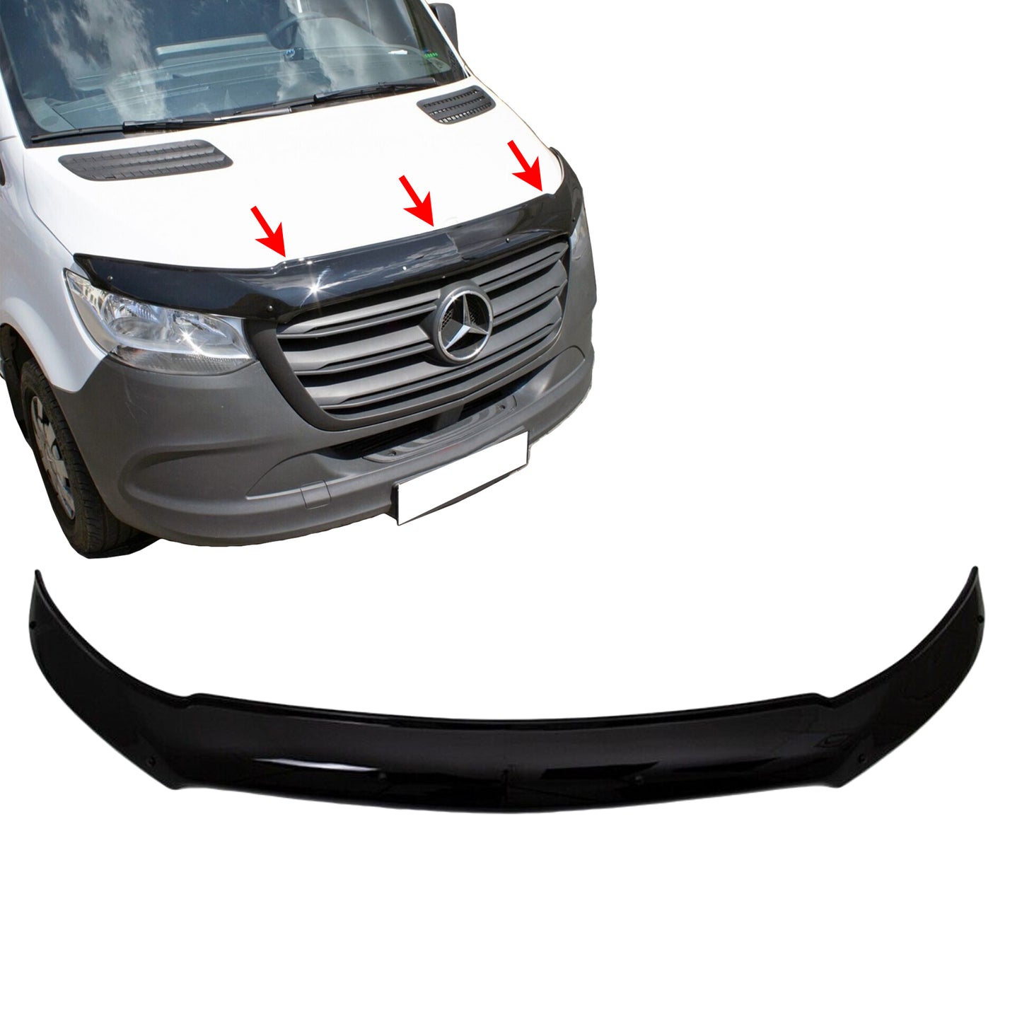 PinohUKka | Mercedes Sprinter W907 [2019-Onw] Black Bonnet Protector Stone Deflector