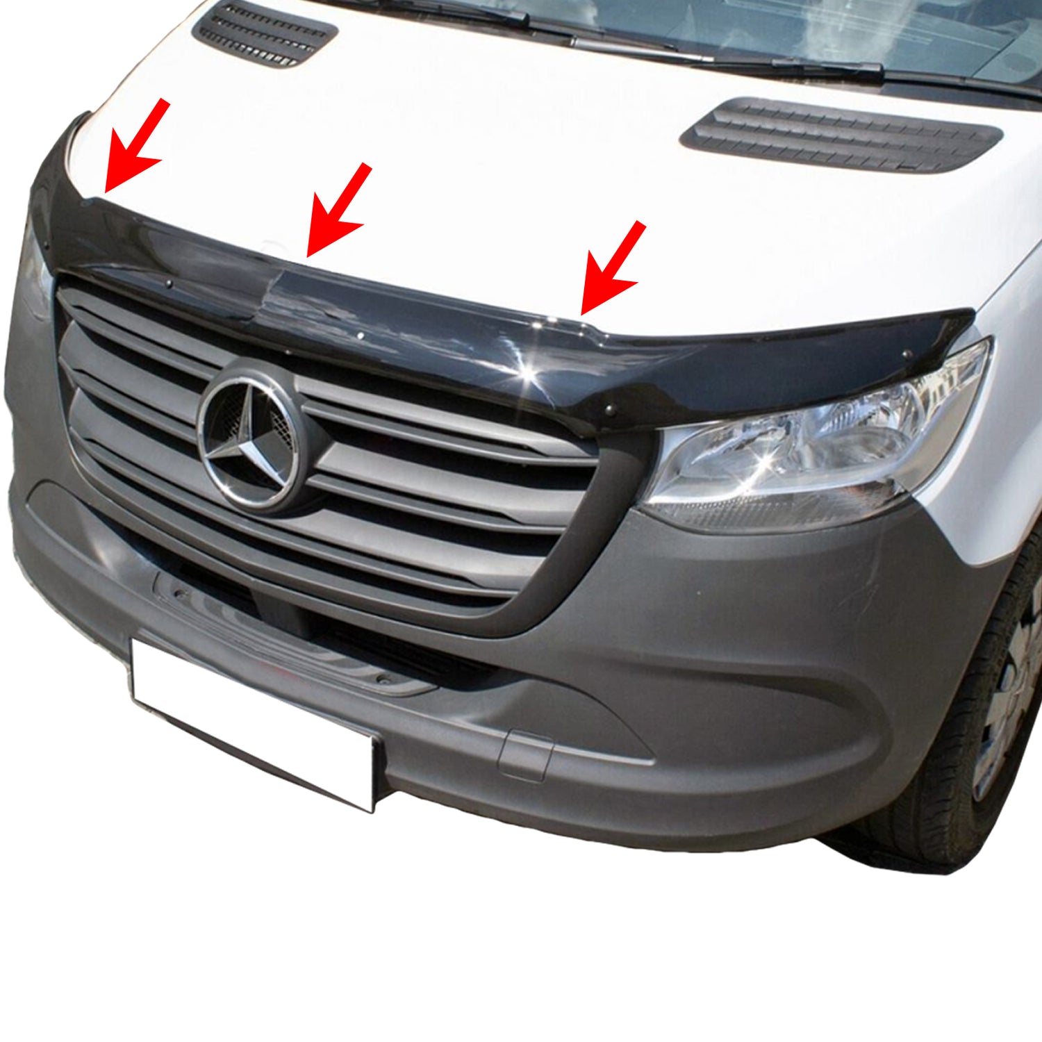 PinohUKka | Mercedes Sprinter W907 [2019-Onw] Black Bonnet Protector Stone Deflector