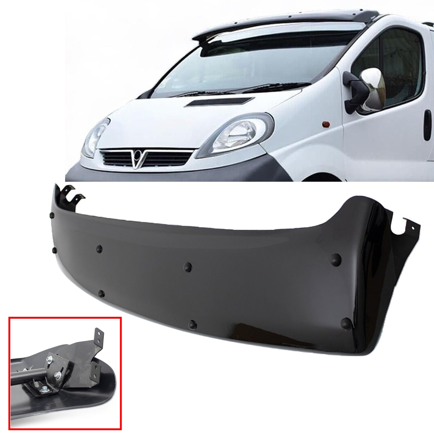 Fits RENAULT TRAFIC II VAUXHALL VIVARO A [2001-2014] ABS Sun Visor with Fitting Kit Solid Black Acrylic Sun Deflector Shield