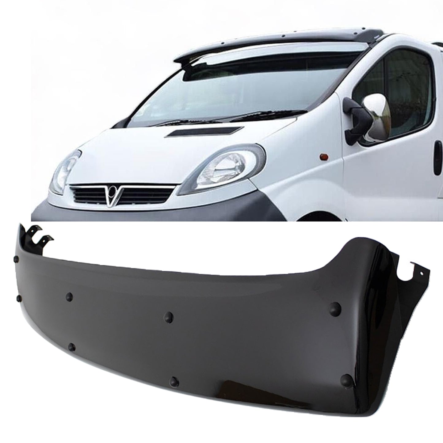 Fits RENAULT TRAFIC II VAUXHALL VIVARO A [2001-2014] ABS Sun Visor with Fitting Kit Solid Black Acrylic Sun Deflector Shield